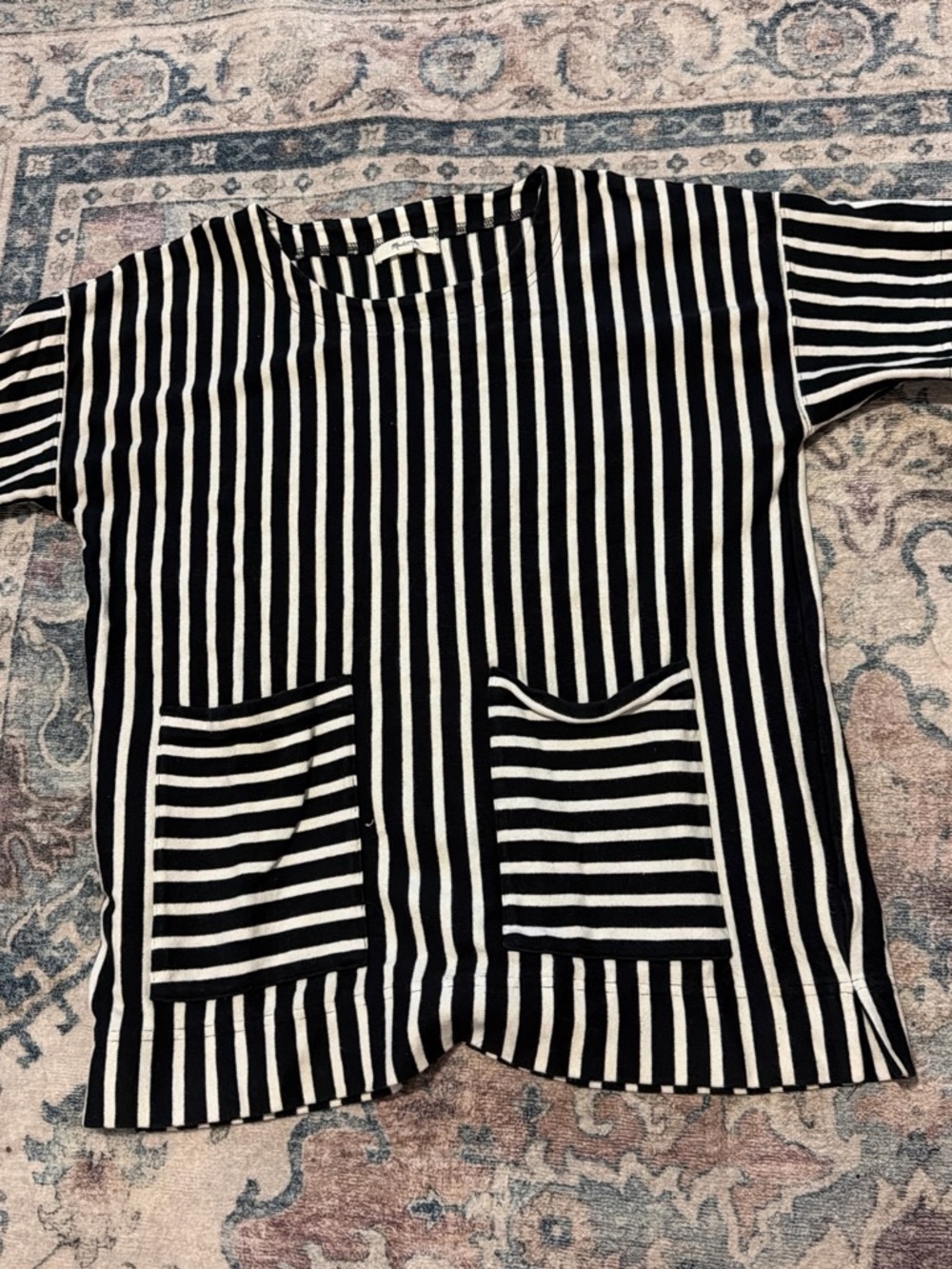Madewell Black and White Striped Short-Sleeve Top
